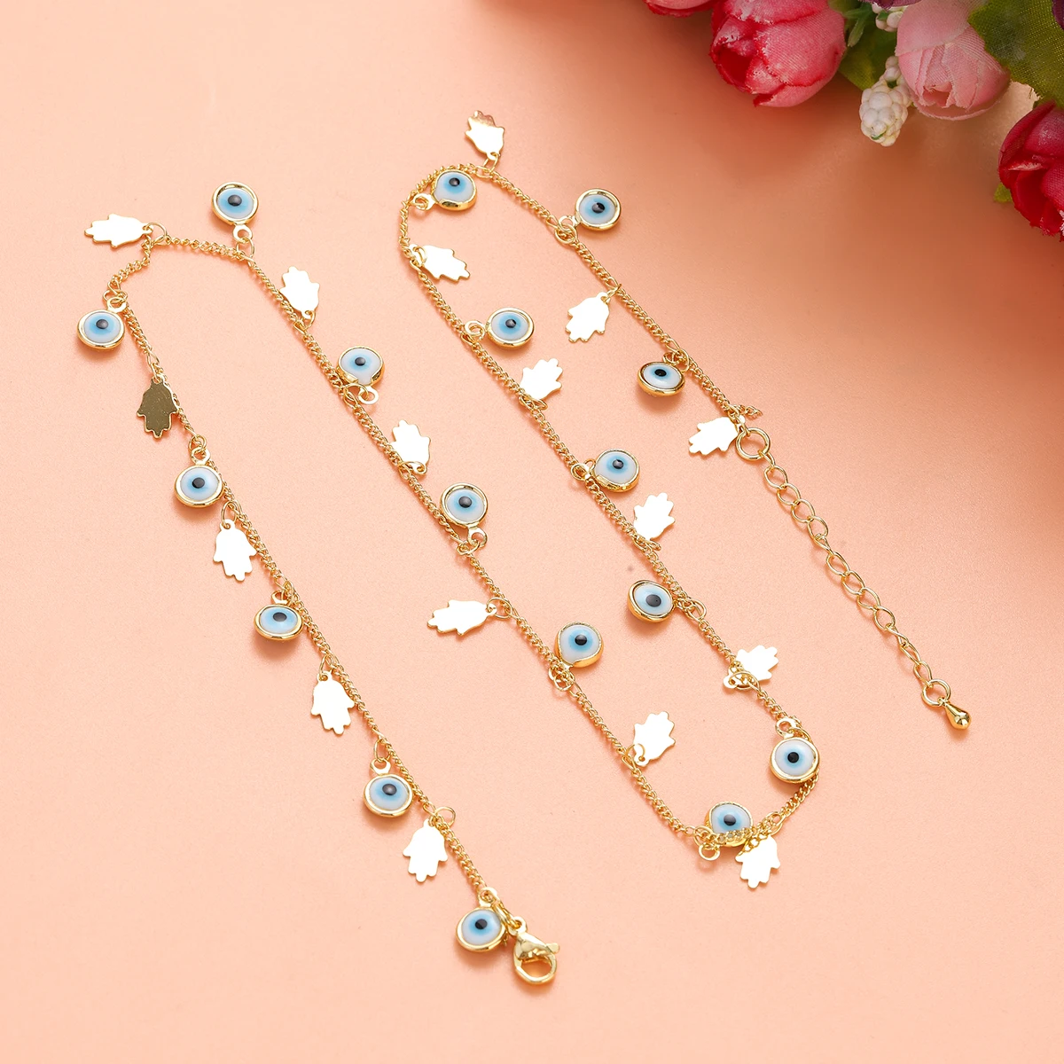 Stainless Steel Evil Eye Necklace for Woman Gold Plated Colourful Devil's Eye Trendy Jewellery Girls Party Gift