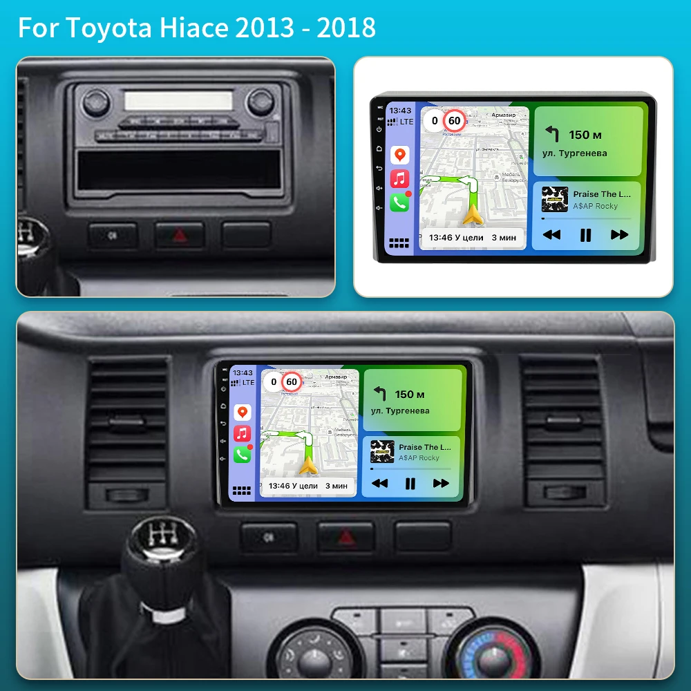Car Radio Stereo For Toyota Hiace 2013 - 2018 Auto GPS Navigation Player Multimedia Android Auto Carplay NO 2Din DVD 5G BT