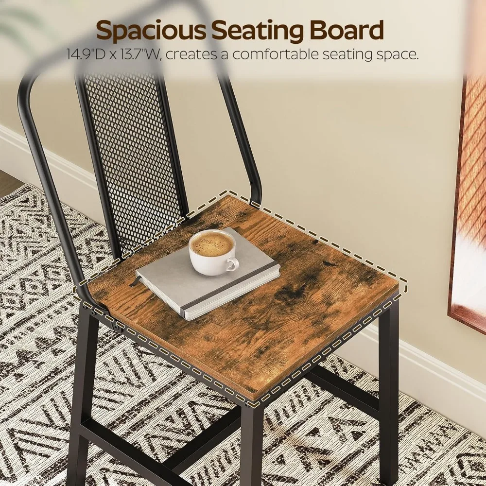 Set di 4 sedie da pranzo, sedie da cucina in legno, sedie da pranzo in fattoria con supporto per schienale, per soggiorno, cucina, marrone rustico