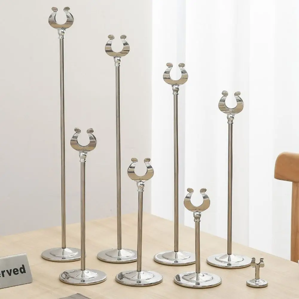 Durable Stainless Steel Table Number Holder Stable Base Seat Clamp Name Card Holder U Shape Menu Standing Table Accessories