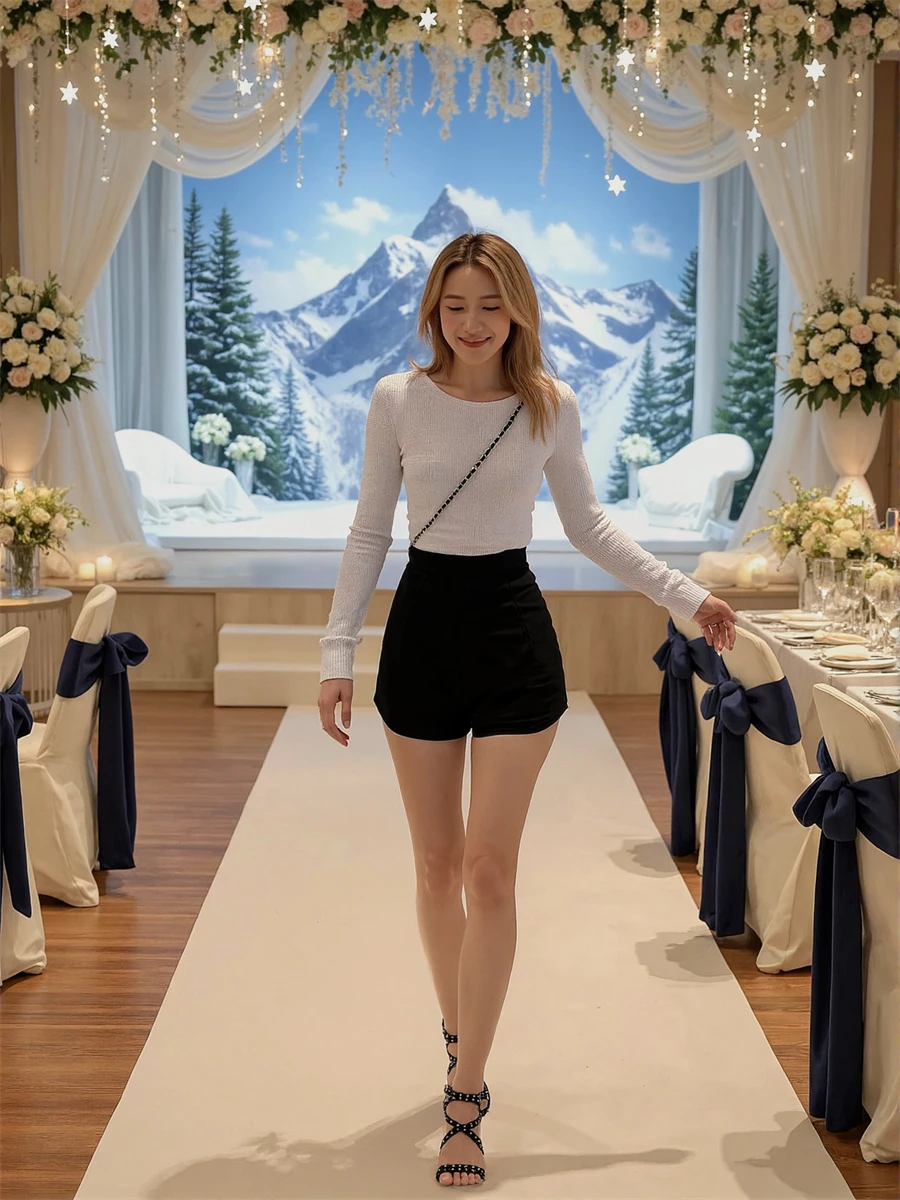 Szorty Damskie Siateczkowe Patchwork Mini Spódniczka Klubowa Pikantna Seksowna Tancerka Nocna Y2K Wyraziste Uliczne Modne Imprezowe Hotpants