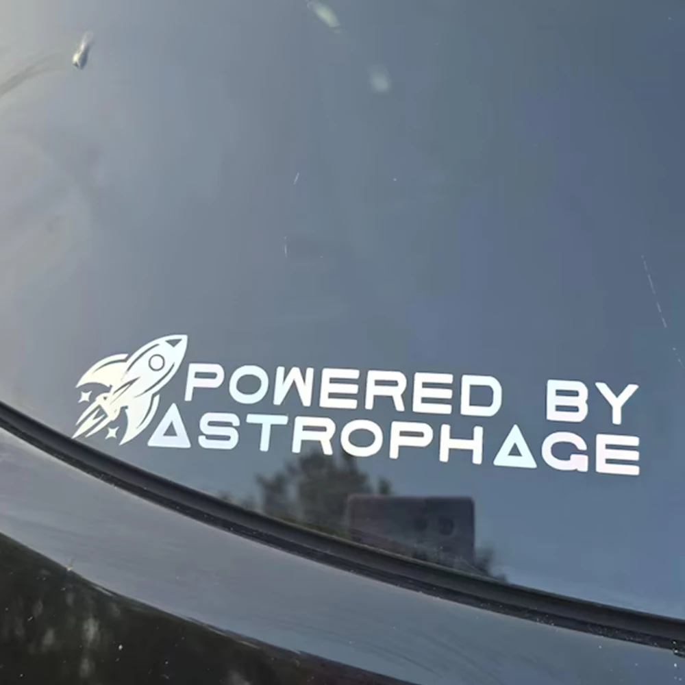 Space Rocket Graphic Vinyl Car Decal Powered By Astrophage Text Sticker For Car Window Hood Door Truck SUV Exterior Body Decor