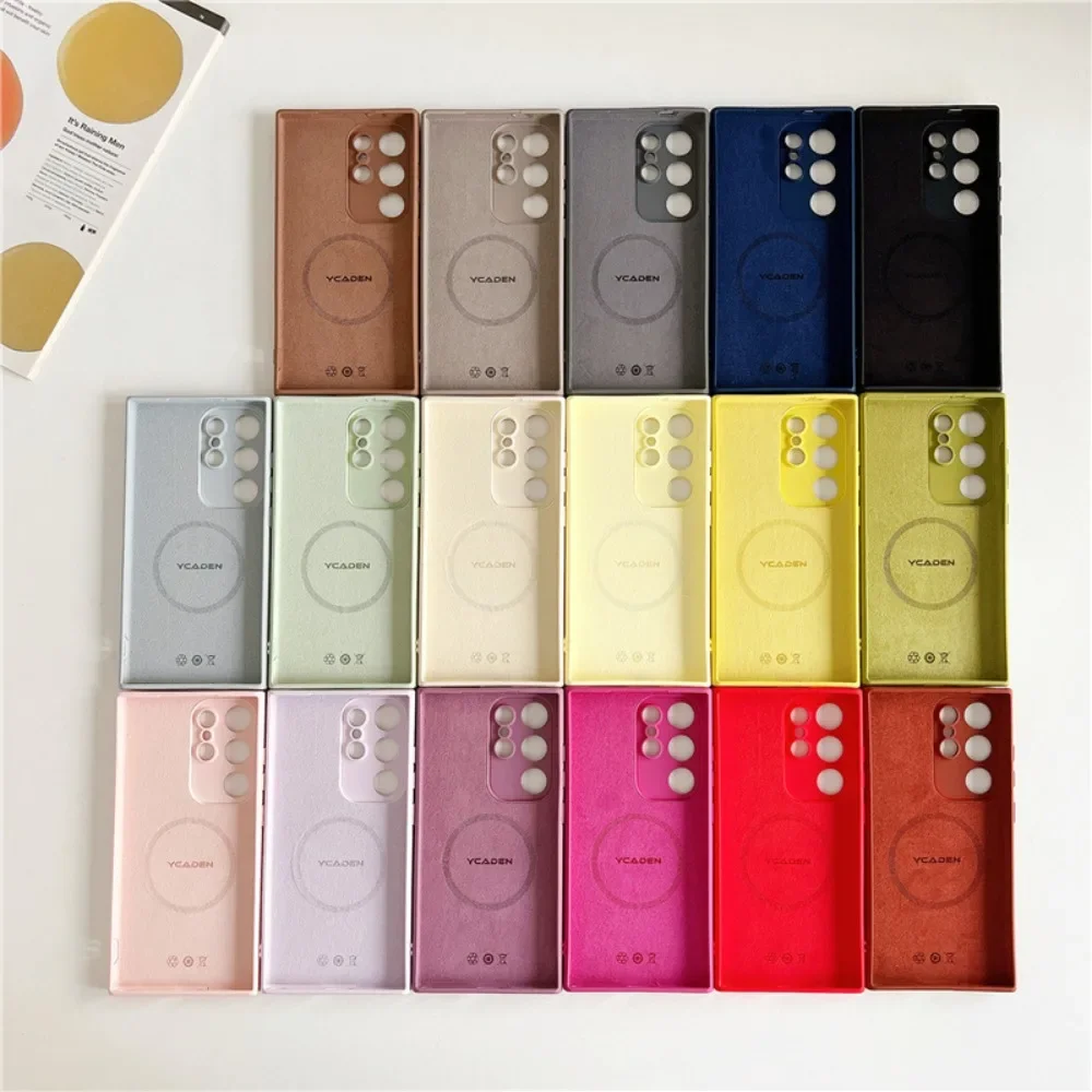 Silicone For MagSafe Magnetic Phone Case for Samsung Galaxy S25 S24 Ultra S23 Plus S22+ Camera Protection Shockproof Back Cover