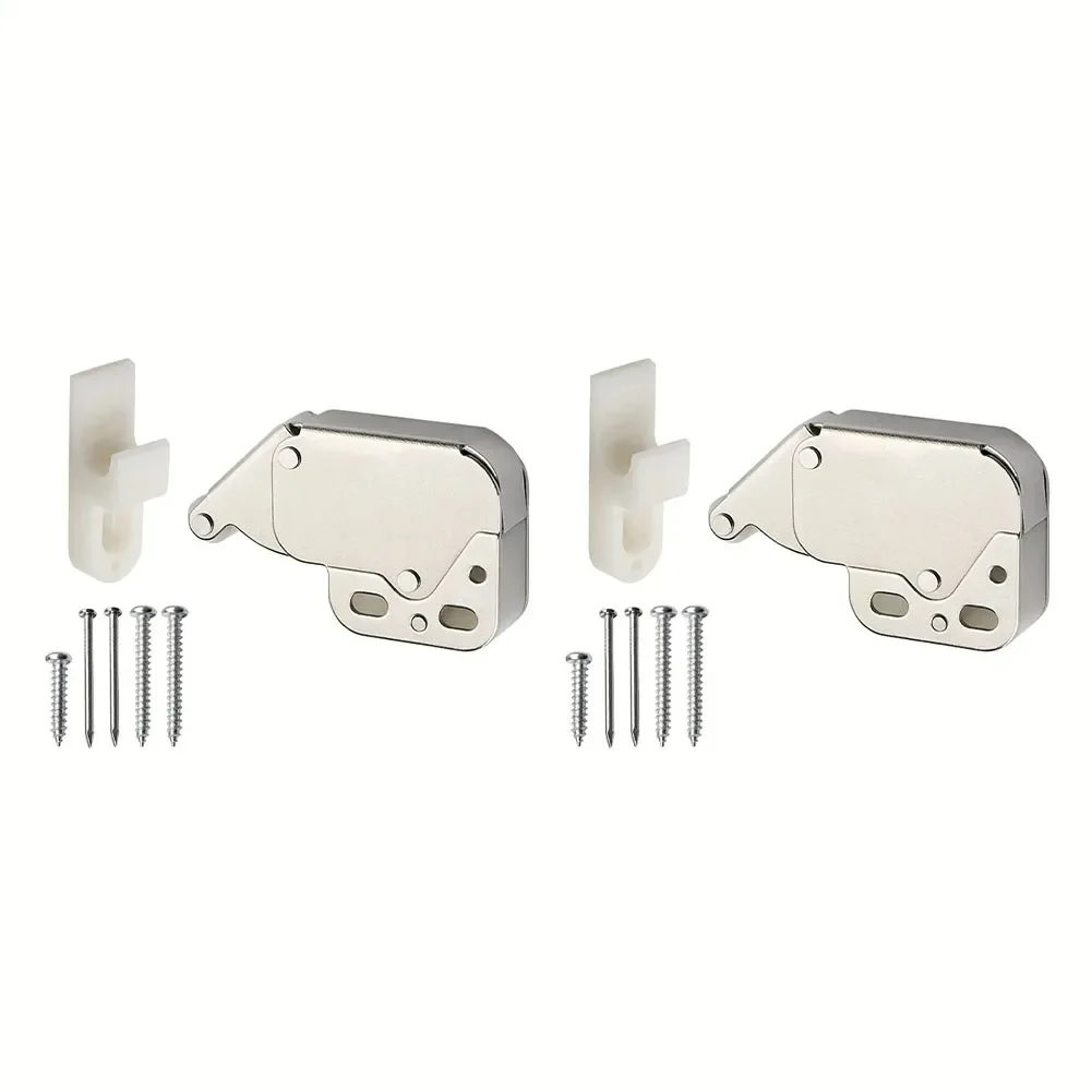 Easy Closing and Locking Solution for Cabinet Doors  Sturdy Metal Construction  2PCS Latch Automatic Spring Lock