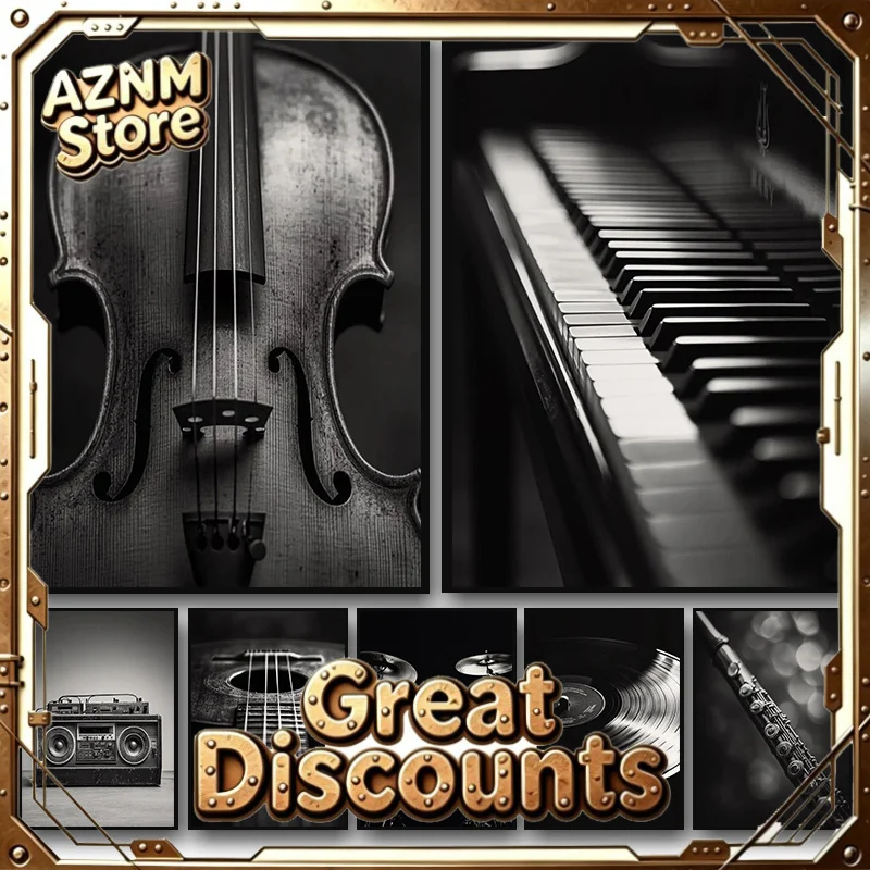 2026 Classic Musical Instrument Photography Posters Violin Vinyl Record Saxophone Prints Canvas Painting Wall Picture Home Room 