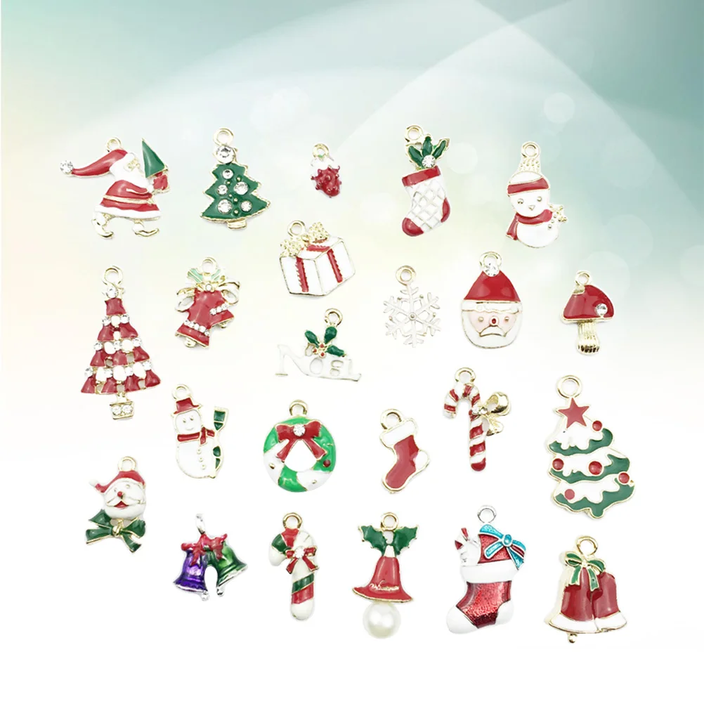 

23 Pcs Christmas Ornaments DIY Pendants Buckle Necklace Charms Decorative Jewelry Making