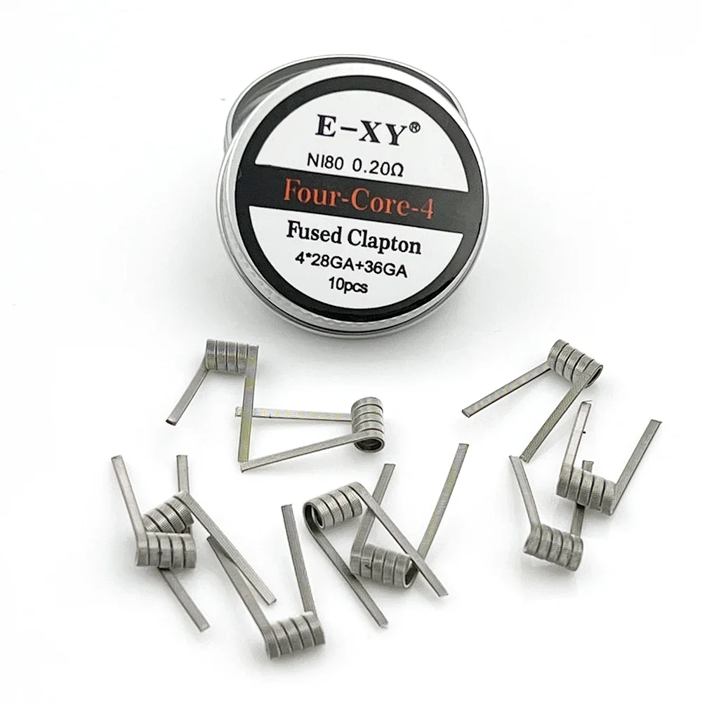 10pcs/box Ni80 Prebuilt Coil Fused Clapton Double Tripe Four Core Coil for DIY Cotton Bacon Tank