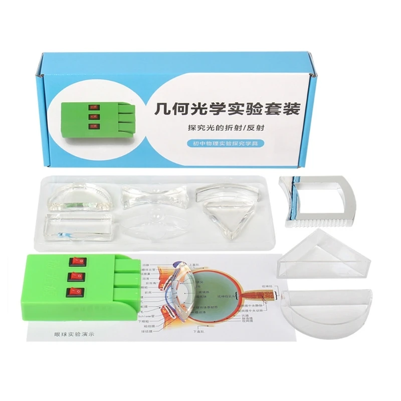 10 szt. Soczewka optyczna trójkątny półokrągły prostokąt wklęsły dwuwypukły soczewka świetlna klasa fizyka pomoc dydaktyczna