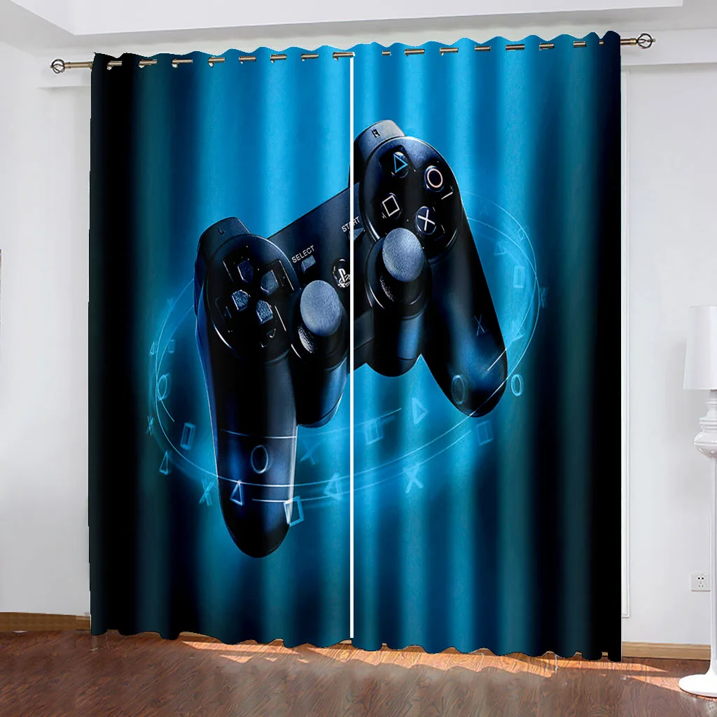 

3D Gamepad High-definition Printing Blackout Living Room Curtains Home Decoration Bedroom Curtains Left and Right Double Opening