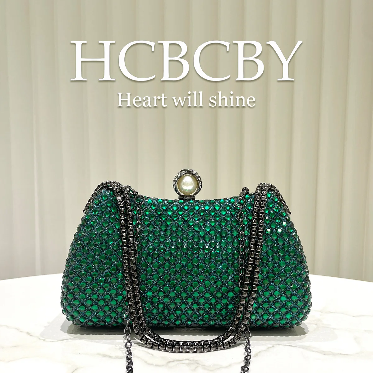 ダークグリーンのライトラグジュアリーフラッシュホットダイヤモ - Luxury Bags Green のレビューと価格