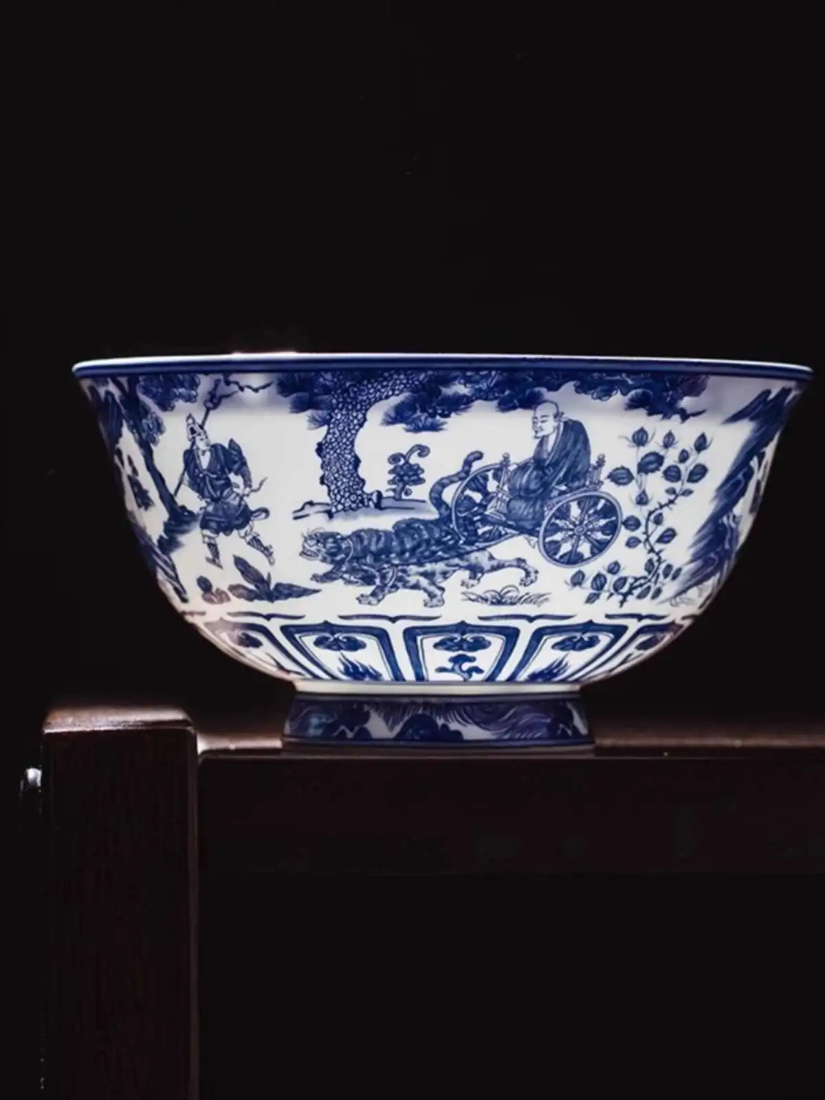 Blue and White Porcelain Bowl Chinese High-foot Rice Bowl Ceramic Bone China