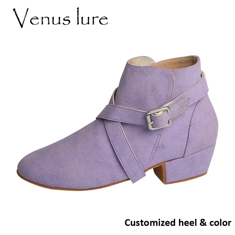 Venus lure Customized Heel Women's Line Dance Short Boots Lavender Latin Dance Ankle Boots Urban Heel 2.5CM