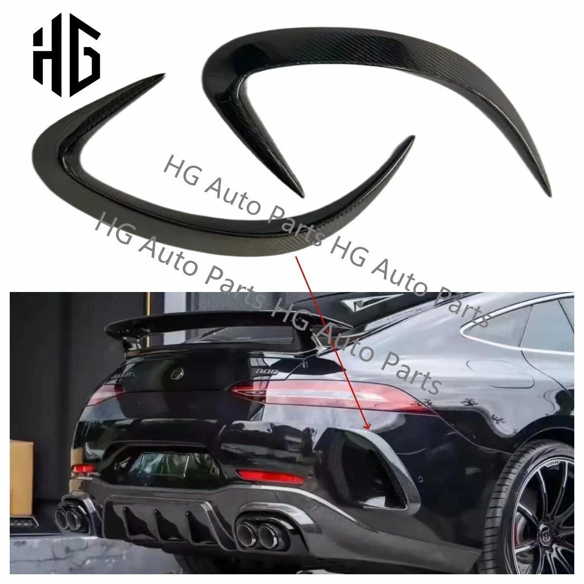 

Real Carbon Fiber Rear Bumper Canards Body Parts For Mercedes Benz AMG GT50 GT53 Car Bumper Kit Modification Accessories