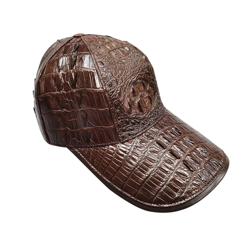 2024 new arrival crocodile skin baseball cap Genuine leather sun hat