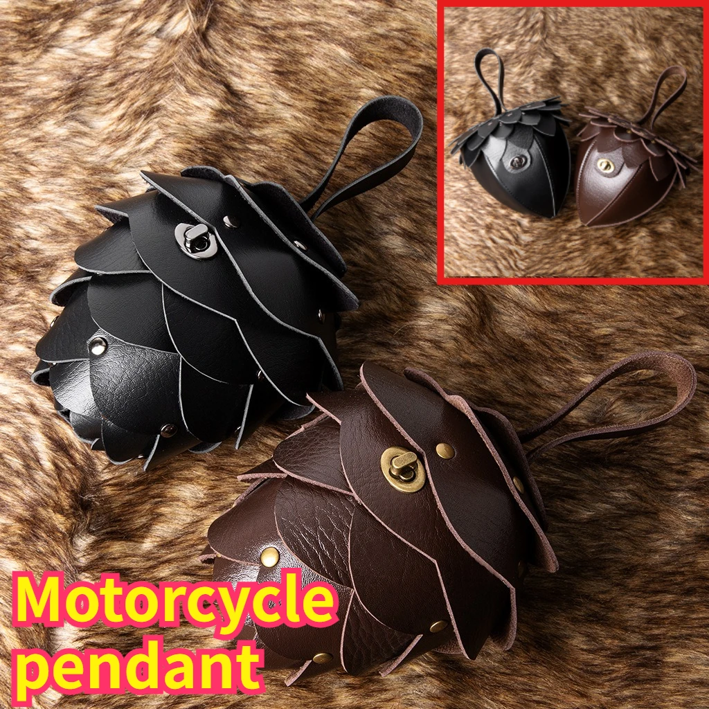 

Винтажный кожаный чехол для ключей в форме шишки для женщин, аксессуар для мотоцикла, ретро-брелок ручной работы