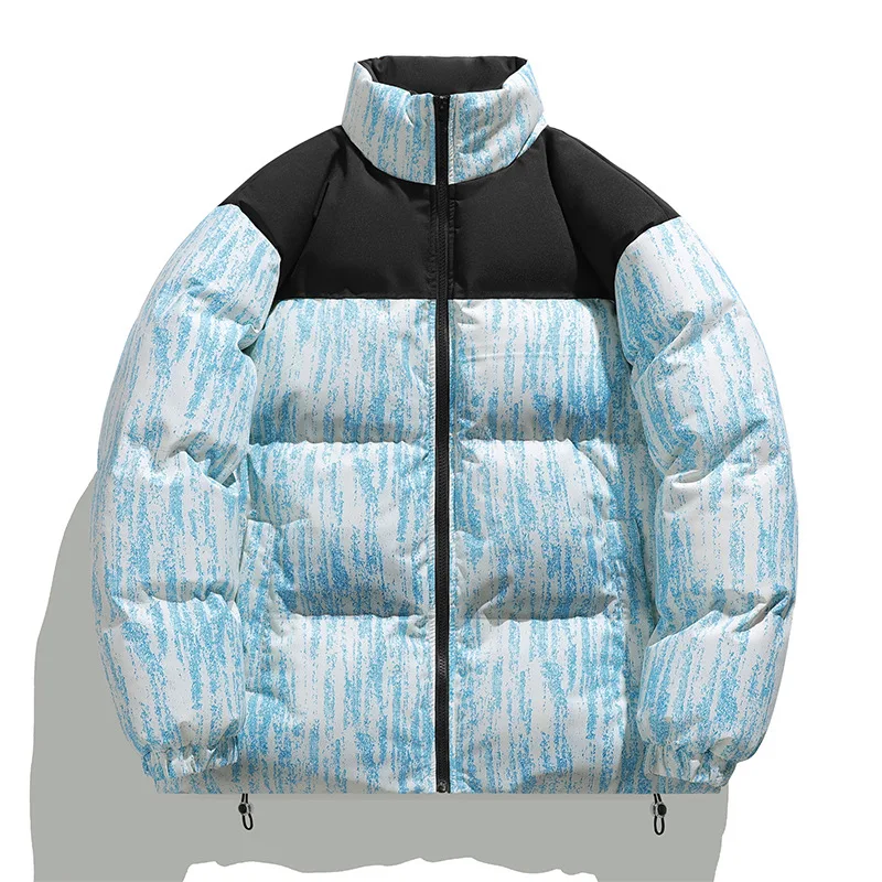 

2025 Winter Men Jacket Thicken Cold-proof Long Sleeve Male Outerwear Patchwork Stand Collar Zipper Loose Versatile Man Down Coat