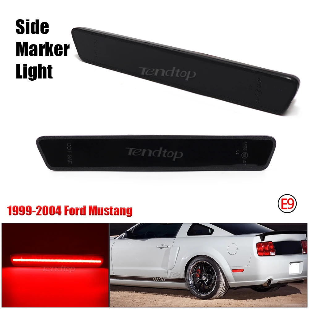 2pcs For Ford Mustang Rear Side Marker Parking Lights/Fender Flare Lamps Red Turn Signal 2004 2003 2002 2001 2000 1999