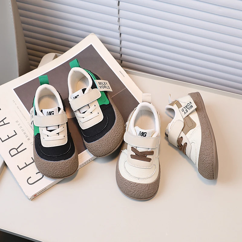 Childrens Baby Canvas Shoes Four Seasons Khaki Collocation Boys Girls Single Shoes Pink Fashion Soft Non-slip Kids Baby Sneakers