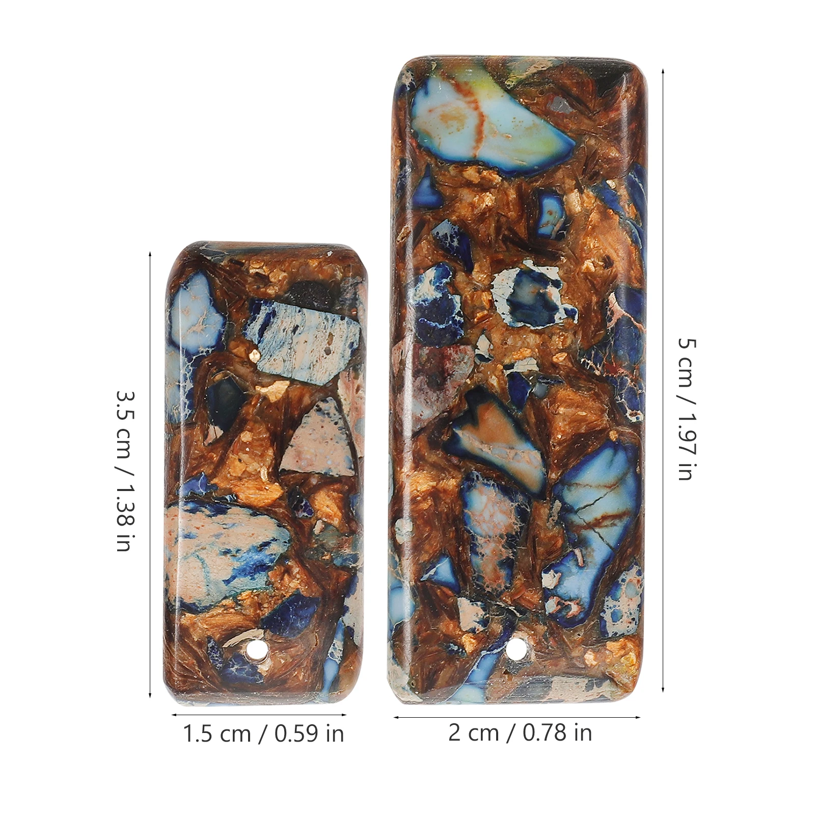 

3 Pcs Rectangular Jade Pendants Colored Stone Necklace Crafting Supplies Jewelry Charms for DIY Projects Bracelet Accessories