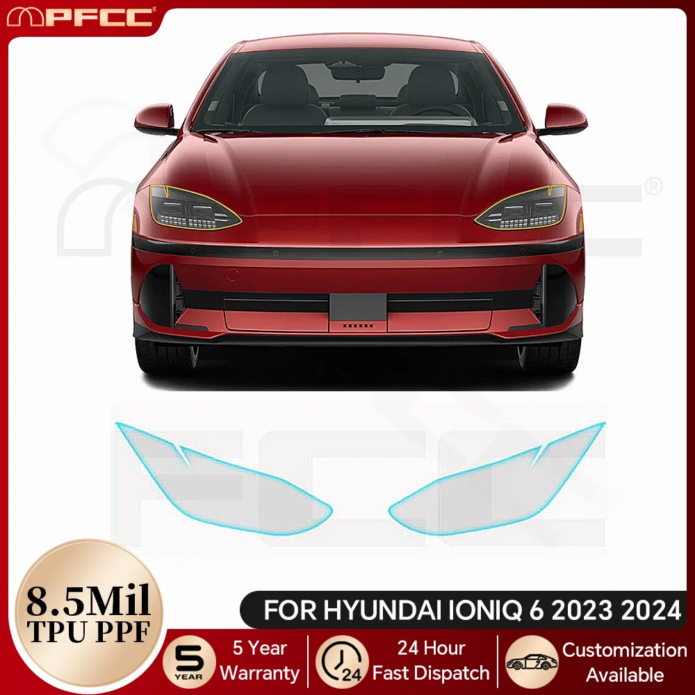 

For Hyundai Ioniq 6 2023 2024 Headlight Rearview B C Pillars TPU Paint Protection Film Pre-cut PPF Bra Clear Kit Anti-Scratch