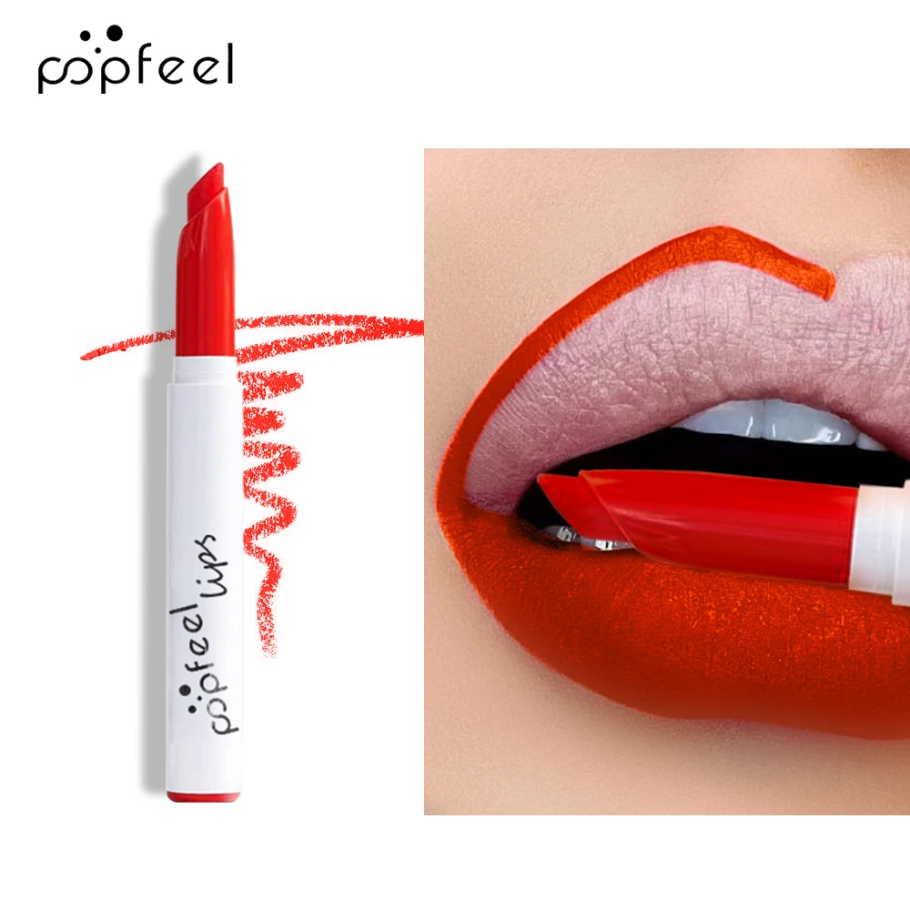 POPFEEL 벨벳 롱래스팅 립 크레용 & 립 라이너 - 부드럽고 매트한 마감, 다양한 립 룩을 위한 6가지 생생한 컬러.