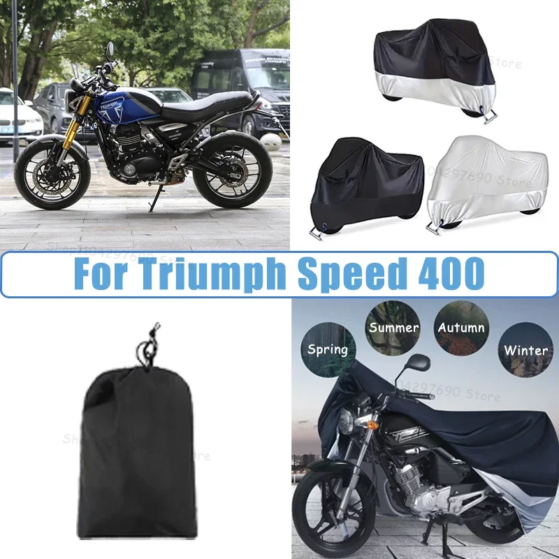 210D Oxford Motorcycle Cover Waterproof All Season UV Protection For Triumph Speed 400 Anti-Tear Windproof Motorbike Cover
