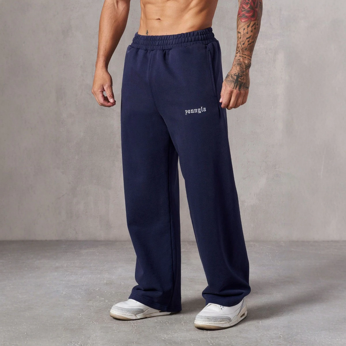

American Sle Men's Sports Pants Running Fitn Muscle Embroidery Straight Casual Long Trousers Youth Trend Cotton Wear