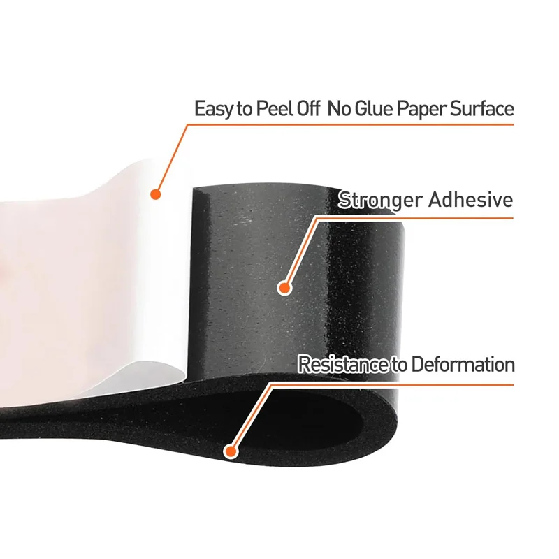33FT Weather Stripping Door Seal Foam Tape Adhesive High Density Single Sided Closed Cell Door Insulation Weather Strip Window