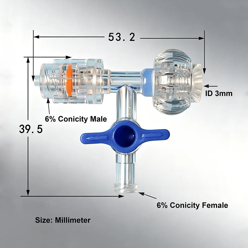 2PCS Tee Shape 3-Way Stopcock Luer Valve Medical Surgical Tubing Connector Sterile Disposable