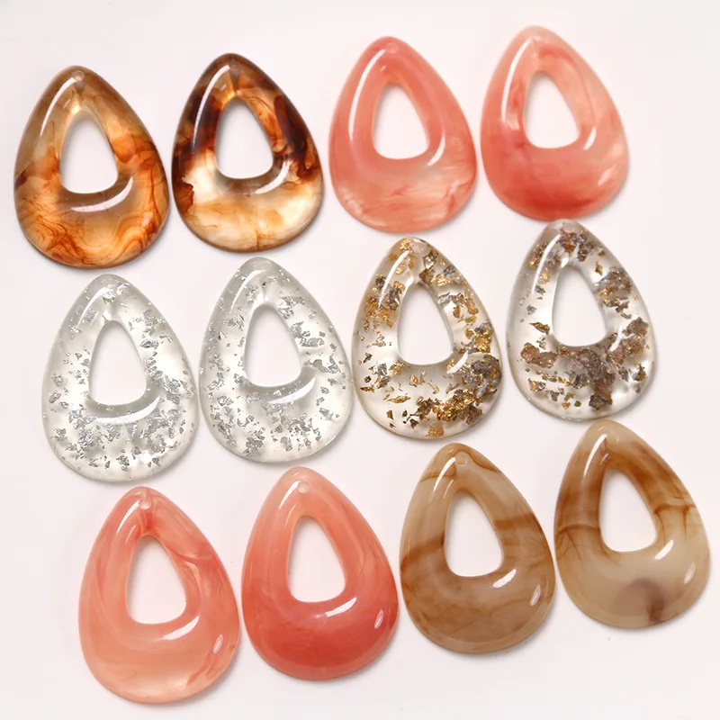 5pcs Retro Geometric Water Drop-shaped Resin Earring Pendant Charms for Jewelry Making DIY Handmade Earrings  Accessories