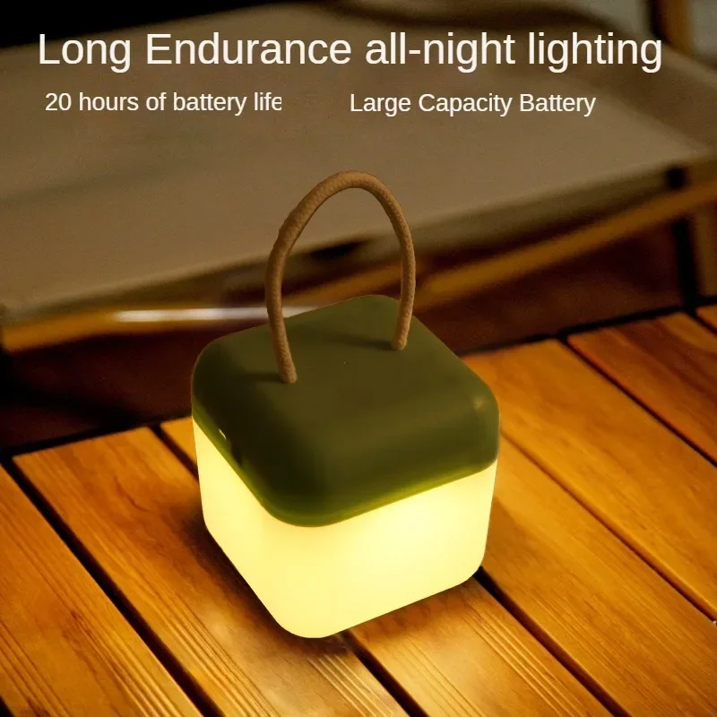 Portable Camping Lantern Rechargeable Outdoor Ambient Tent Lamp 3 Colors Stepless Dimmable Desk Lamp Remote Control Night Light