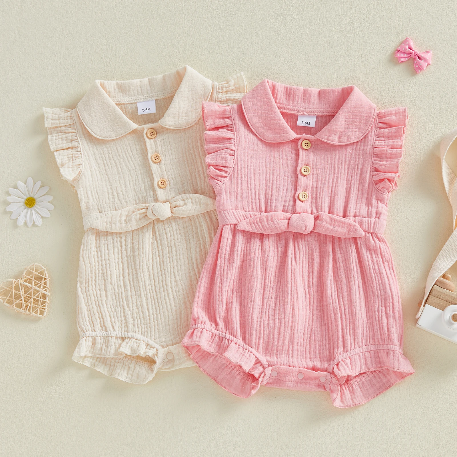 Summer Newborn Baby Girls Casu - Baby Summer Linen Sleeveless Jumpsuit ulasan dan harga