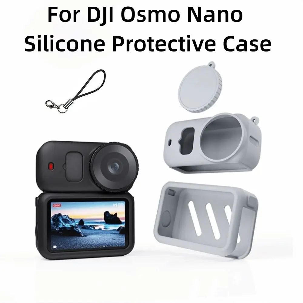 3-teiliges Silikon-Schutzgehäuse mit Komplettschutz und Trageband, Weiche Abdeckung, Objektivschutz, Kratzfest für DJI Osmo Nano