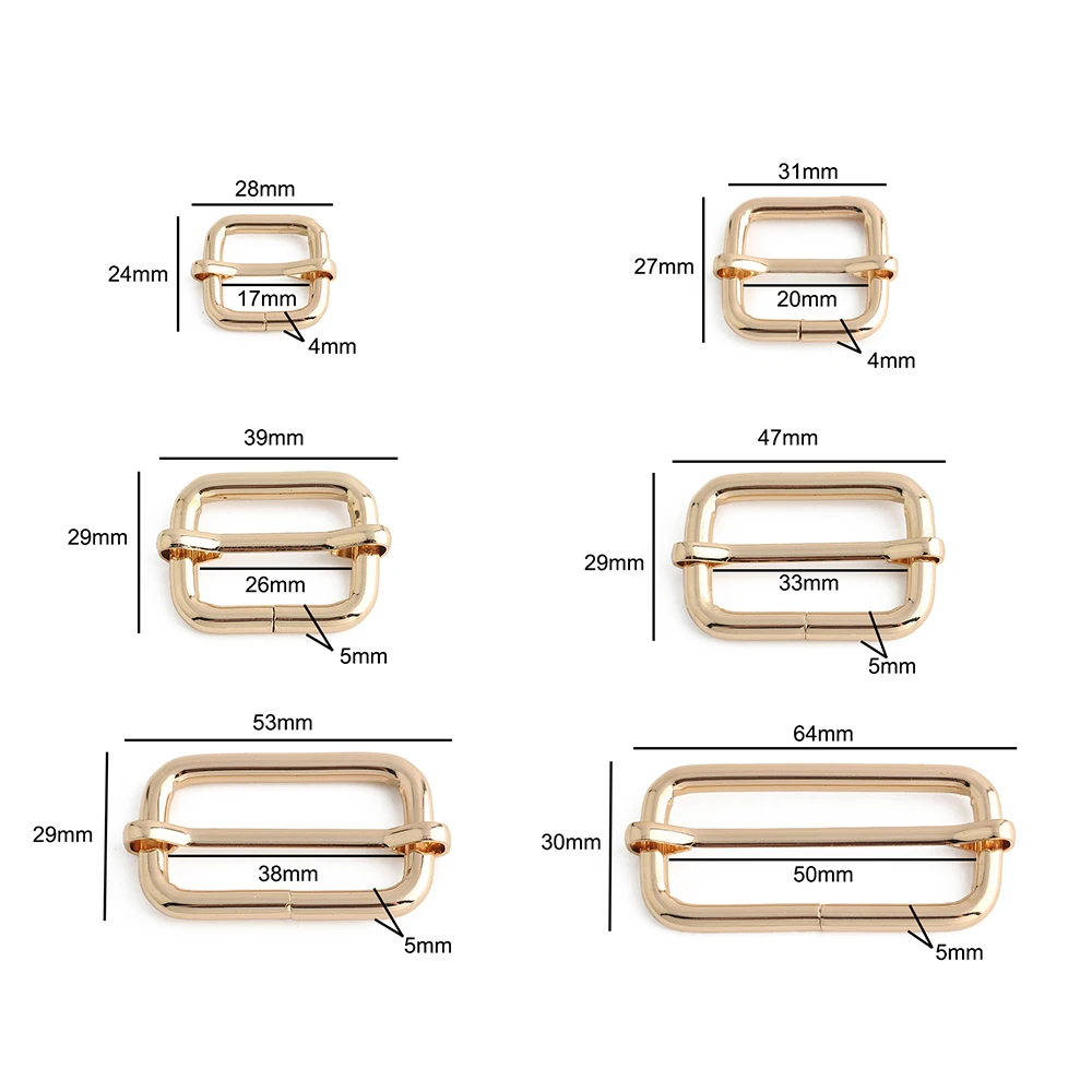30PCS 16-50mm Metal Slides Adjustable Rectangle Pin Buckle For Bag Straps Handbag Luggage DIY Craft Webbing Hook Accessories