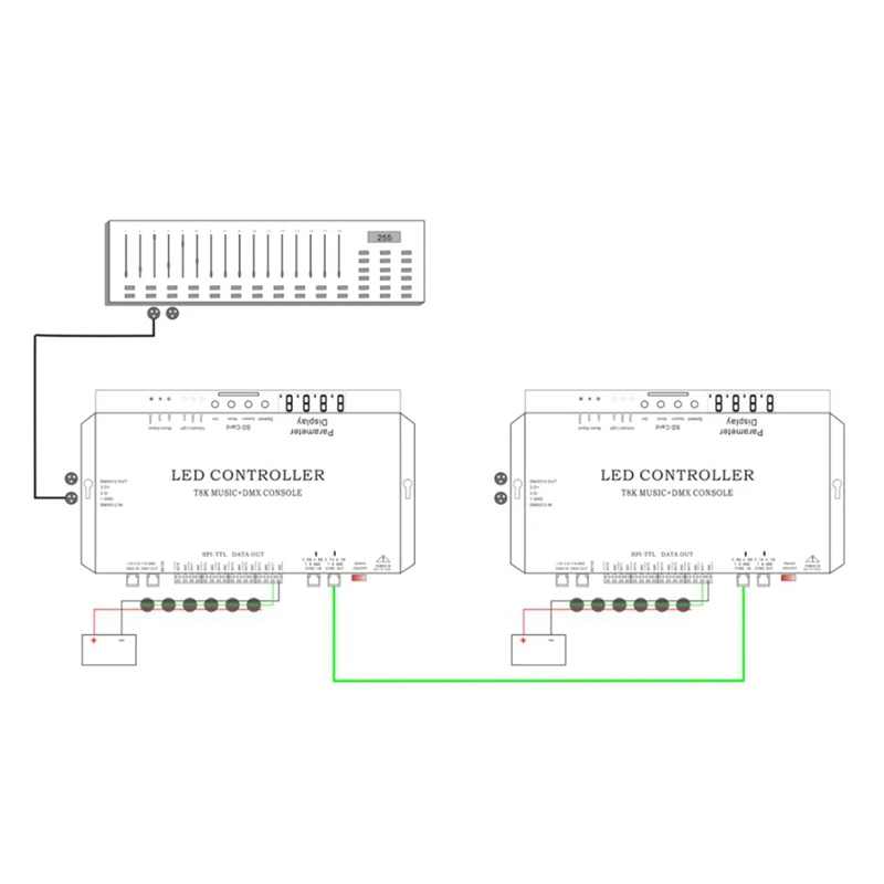 T8K Music+DMX Console 8Channels Port With Mic In/Aux In SPI-TTL Led Strip Light Controller For WS2811 WS2812B