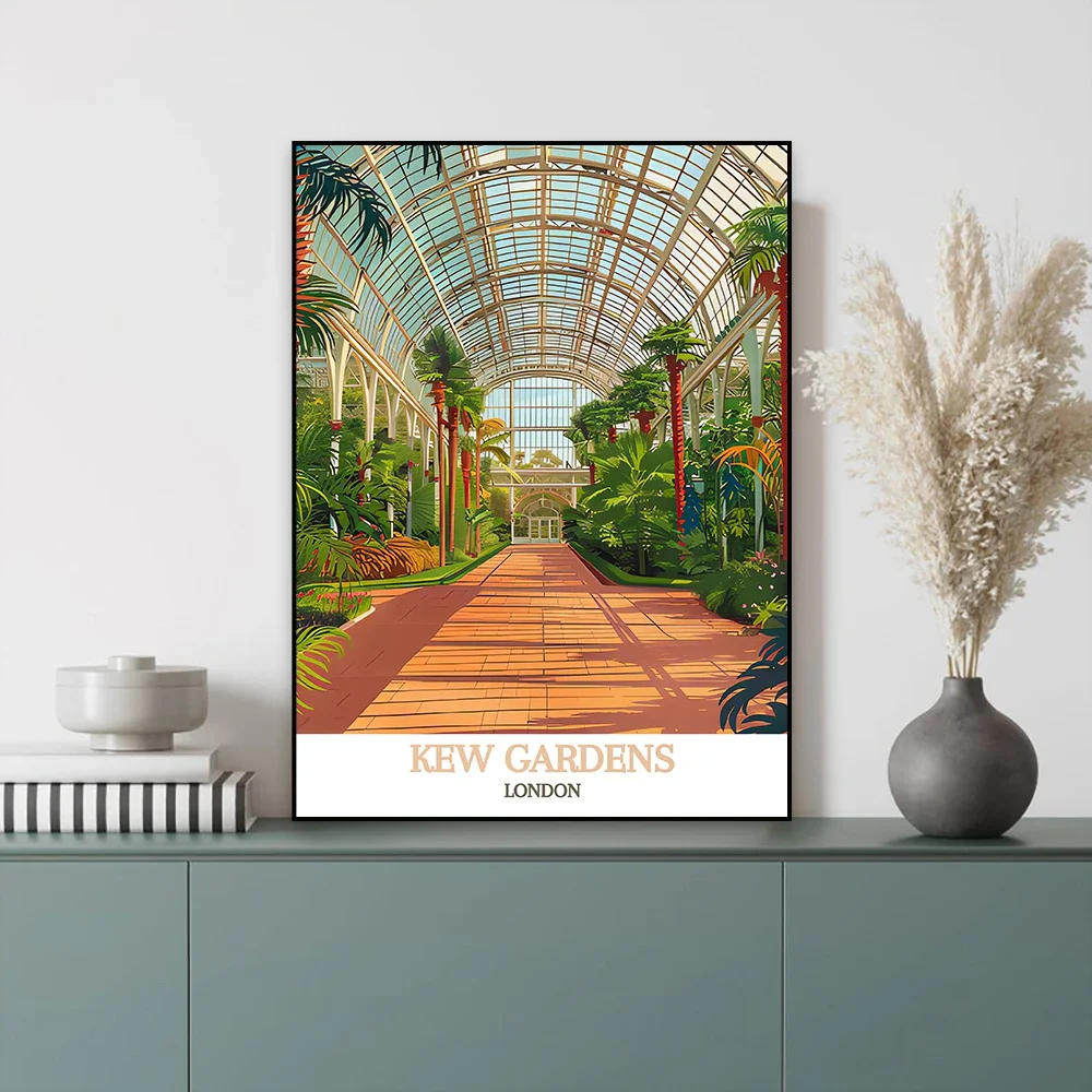 1pc frameless Canvas Painting Kew Gardens Print Poster Colorful Temperate House Art Travel Prints Colorful Mexico Landscape Home