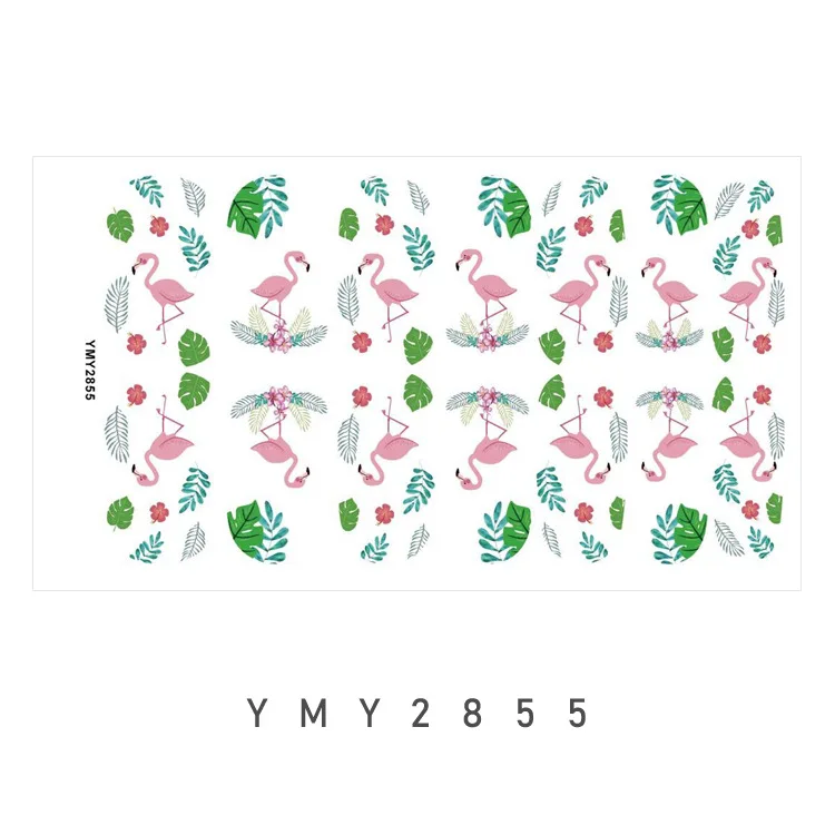 Baking Free 14 Tips Forest Series Nail Art Accessories Stickers Nail Stickers Cartoon Flamingo and Flowers Nail Stickers