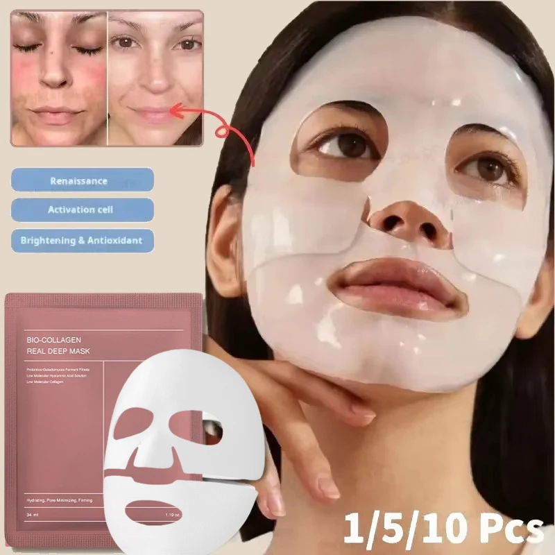 Bio-Collagen Real Deep Mask Anti-Wrinkle Lifting Face Mask With Hydrolyzed Collagen Collagen Reverse Film Volume Peel Off Mask