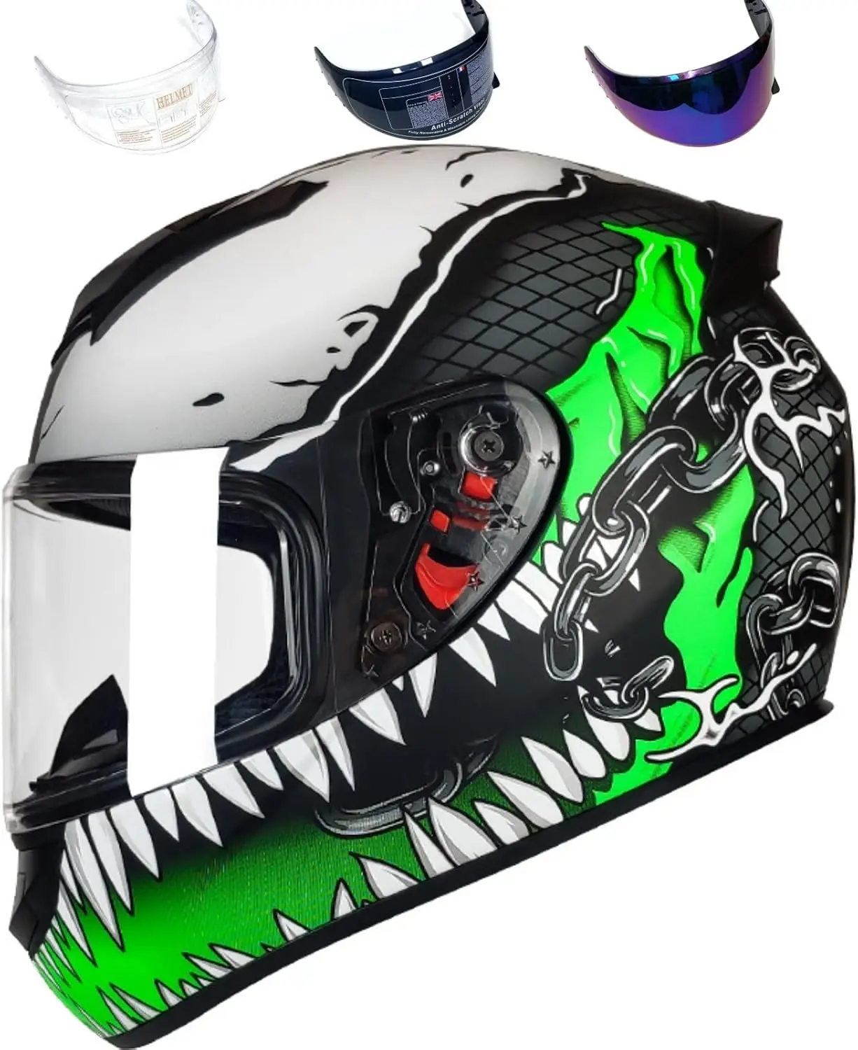 Full Face Motorcycle Helmet Racing Motocross Helmets with Pinlock Compatible Clear&Tinted Visors DOT Model Approved Street Bike