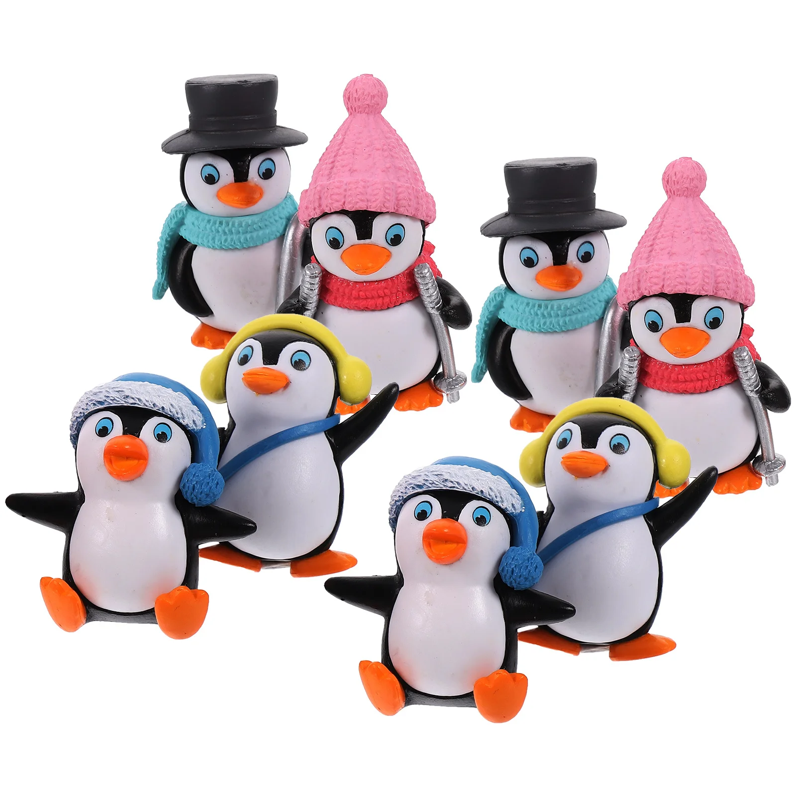 

8Pcs Mini Penguin Keychain Cartoon Ski Pendant DIY Bonsai Landscape Decor Desktop Penguin Ornament Bonsai Decor Tool