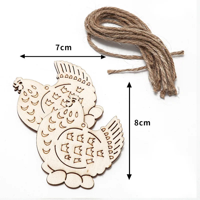 10pcs Wooden Rabbit Egg Pendants Hollow Egg Hanging Ornament For Happy Easter Home Party Decoration DIY Painting Gifts Supply