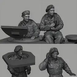 1/35 resin model white mold 4-person tank soldier military theme, unassembled and uncolored kit