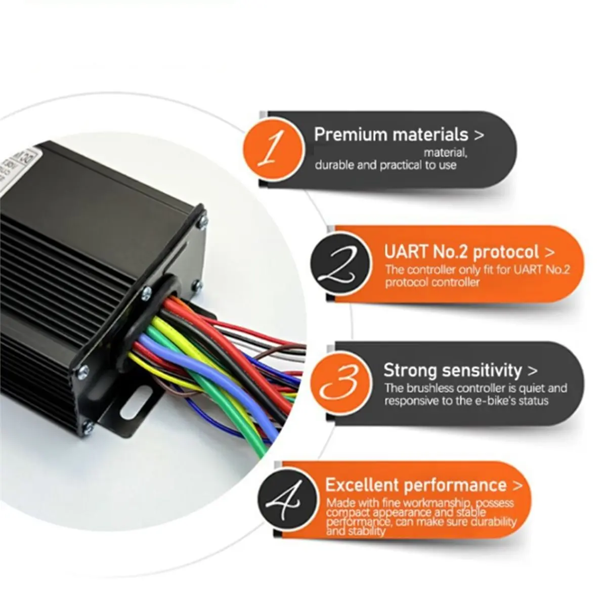 B72ABG 36V 48V 52V E-Bike Controller 40A 1000W 1500W Three Mode Controller Sine Wave Square Wave Switching Controller