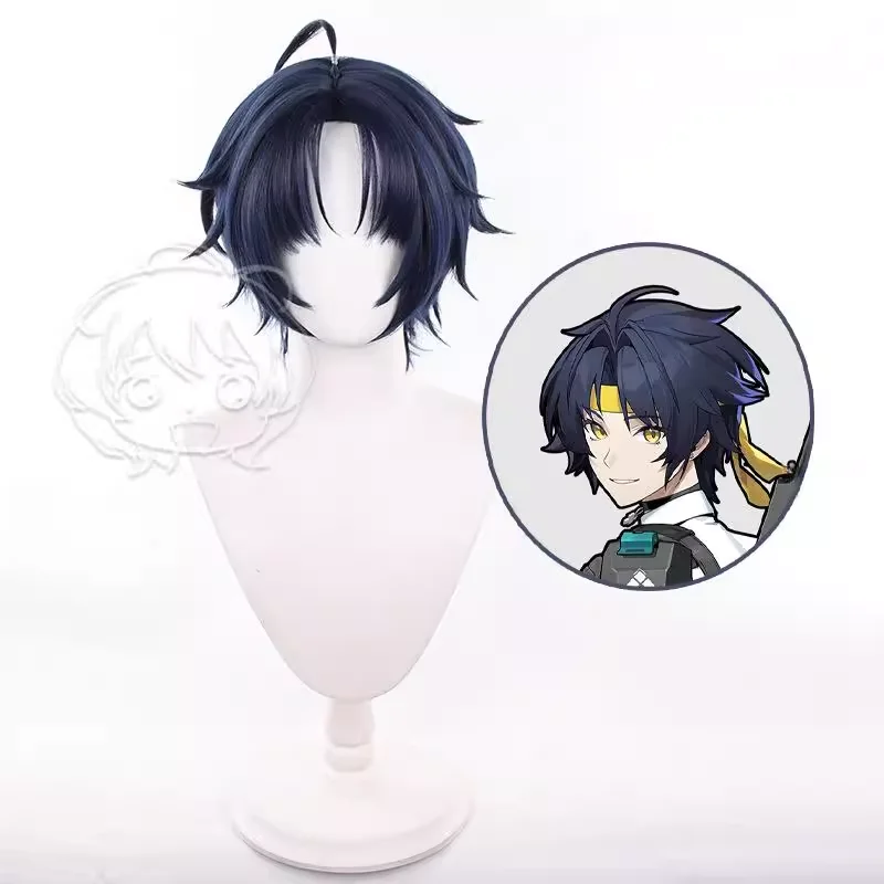 

Zenless Zone Zero Cosplay Wigs Asaba Harumasa Dark Blue Short Hair Unisex Anime Con Costume Accessories Halloween Dress Up Wigs