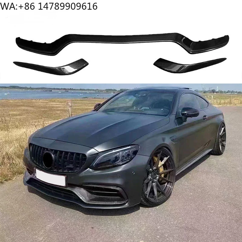 High-end Custom Body Kit For Old-to-New ConversionW205 C63 Carbon Fiber Front Middle Bumper Lip Front Lip Front Splitter For W