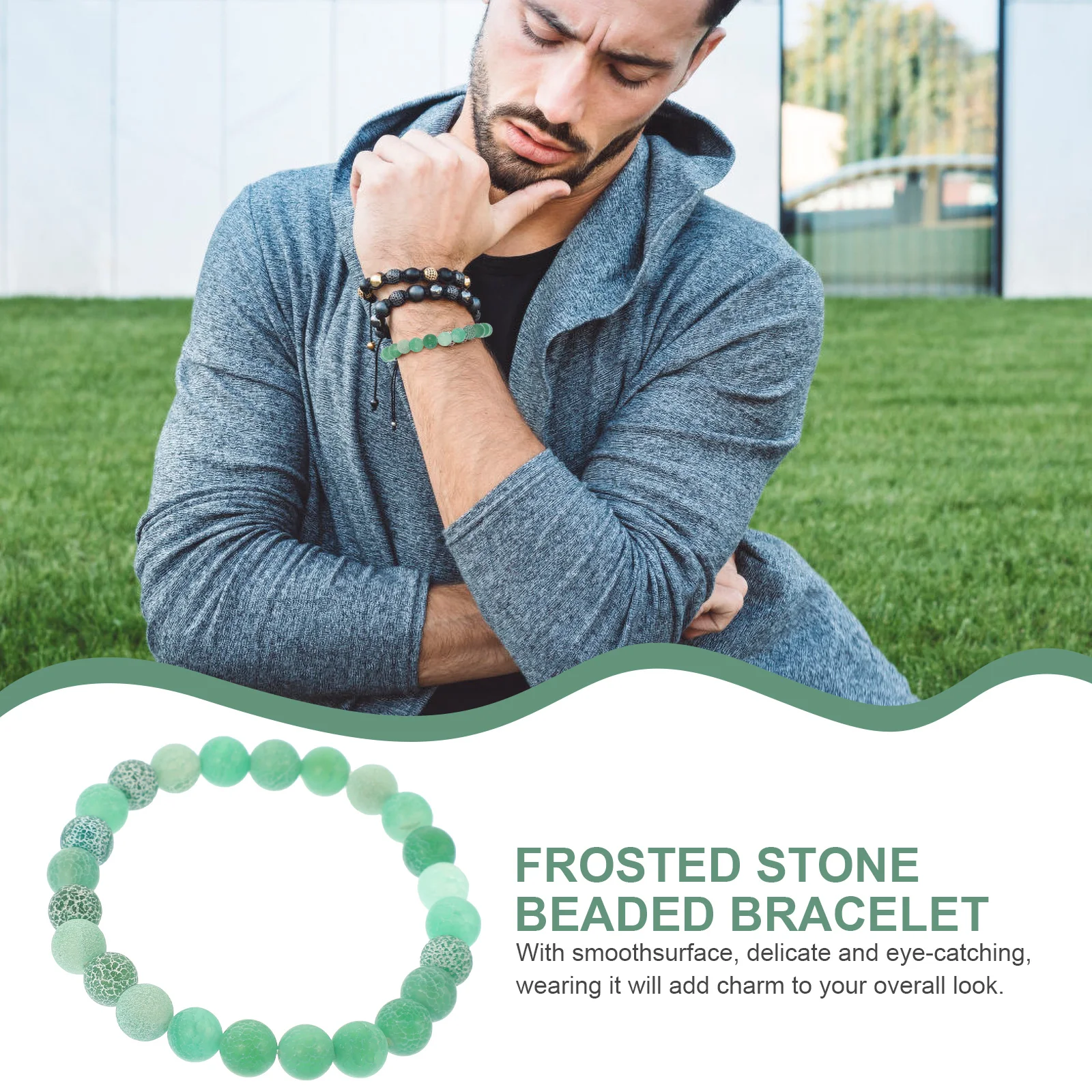 

Frosted Stone Bracelet Jewelry Wrist Chain Unisex Beaded Bracelets Decor Casual Everyday Fit Most Wrists Health