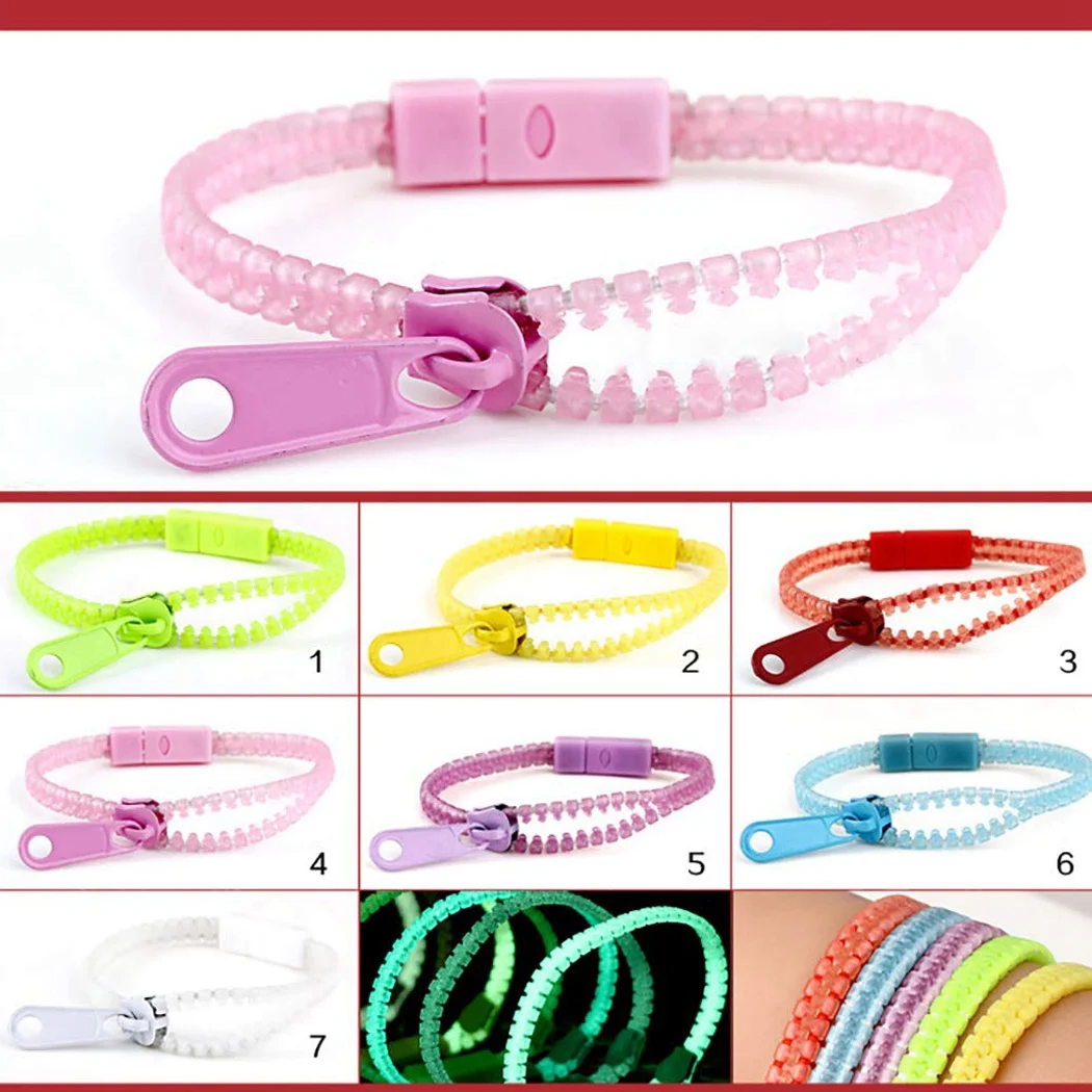 Children Kids Charm Zip Bracelet/Bangle Zipper Fluorescent Red