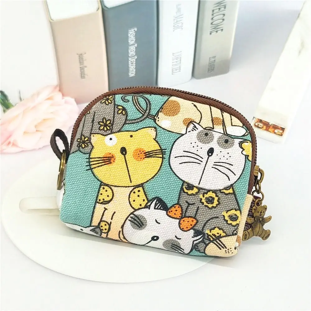 

Cute Vintage Coin Purse Cartoon Style Canvas Mini Wallet Durable Jewelry Bag For Women Girls