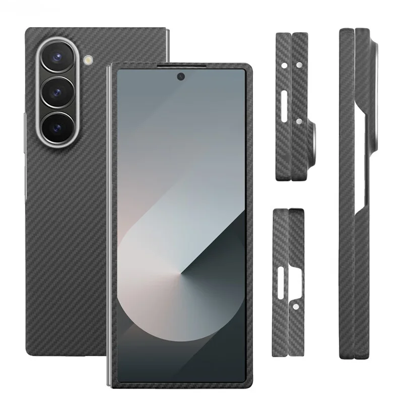 高品質リアルアラミドケブラー炭素繊維ビジネスケース Samsung Z Fold 7 6 5用 磁気ワイヤレス充電対応保護カバー