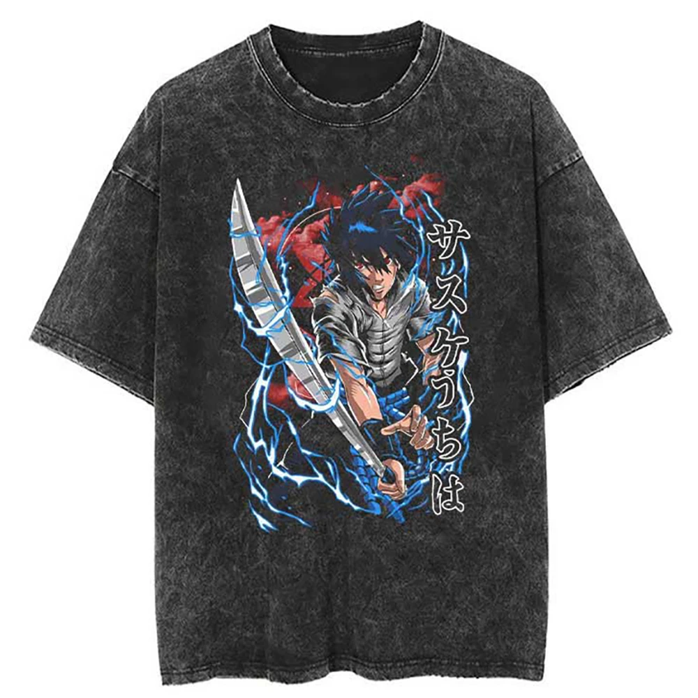 Hip Hop Streetwear T Shirt Japanese Anime Naruto Print T-Shirt Men Harajuku Cotton Tshirt Summer Short Sleeve Tops Tees